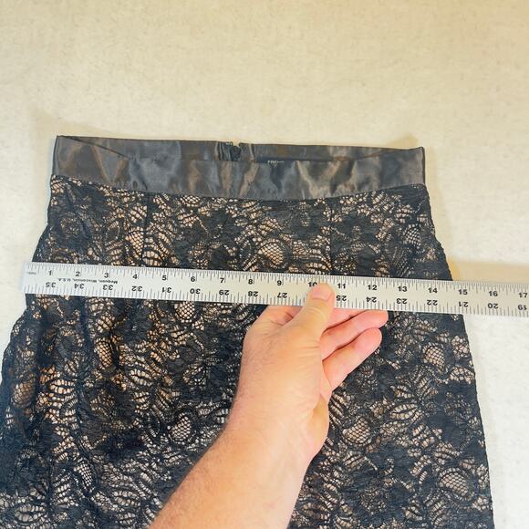 French Connection A-Line Micro-Mini Skirt Lace Woman 6 Black Lace Beige Lining - Picture 5 of 14